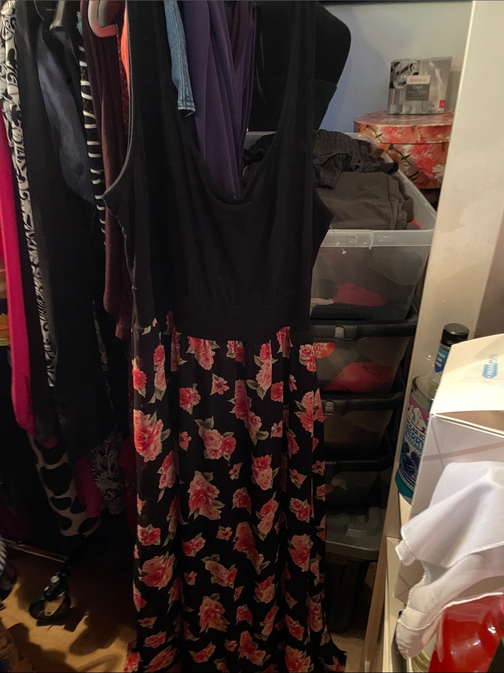 ☀️ SUMMER CLEARANCE 🛍️ Torid Black Floral Maxi Dress with Pink Rose Print